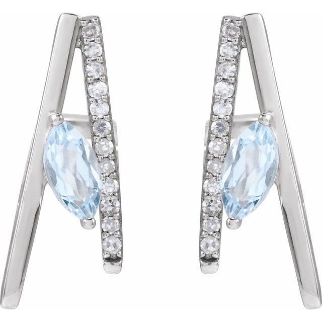 14K Natural Sky Blue Topaz & 1/8 CTW Natural Diamond Earrings