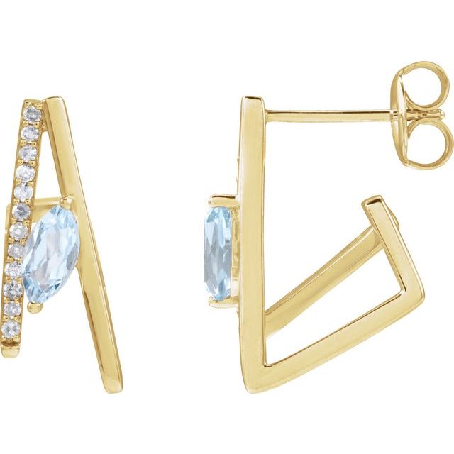 14K Natural Sky Blue Topaz & 1/8 CTW Natural Diamond Earrings