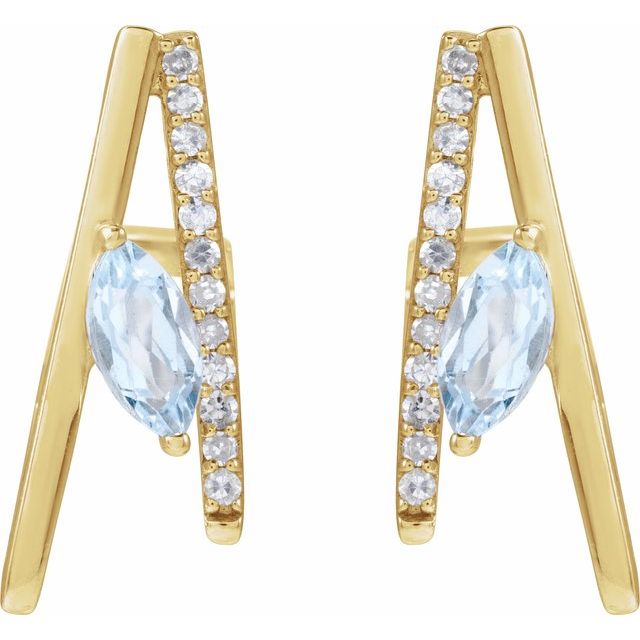 14K Natural Sky Blue Topaz & 1/8 CTW Natural Diamond Earrings