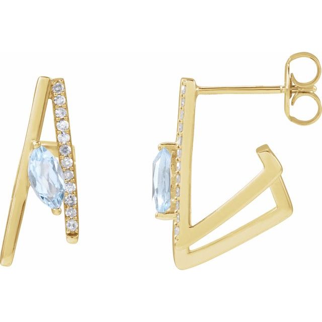 14K Natural Sky Blue Topaz & 1/8 CTW Natural Diamond Earrings