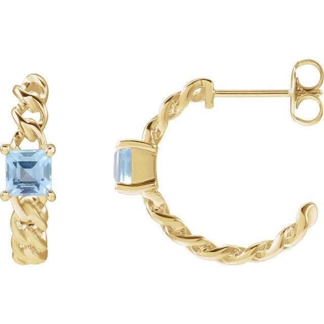 14K Natural Sky Blue Topaz Earrings