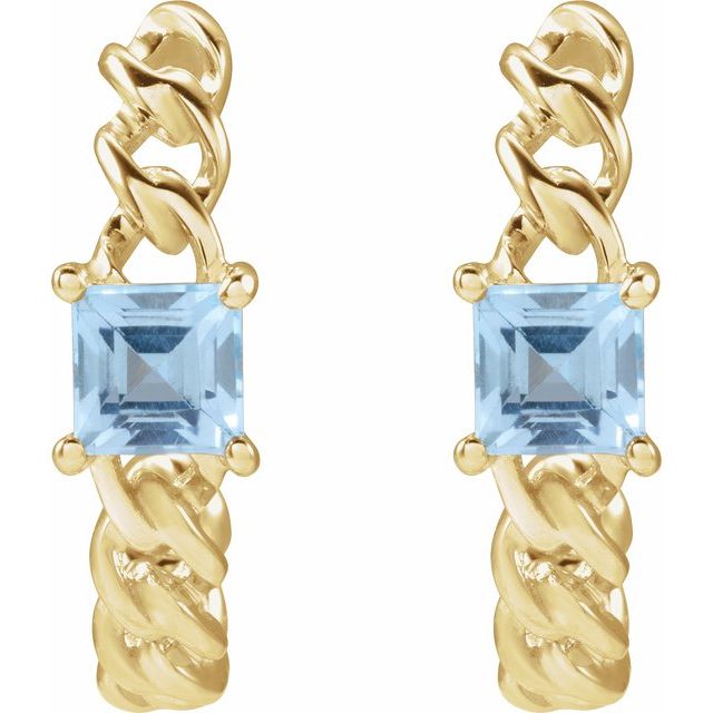 14K Natural Sky Blue Topaz Earrings