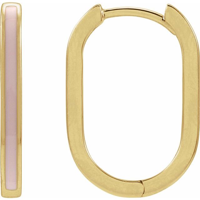 14K Pink Enamel Hoop Earrings