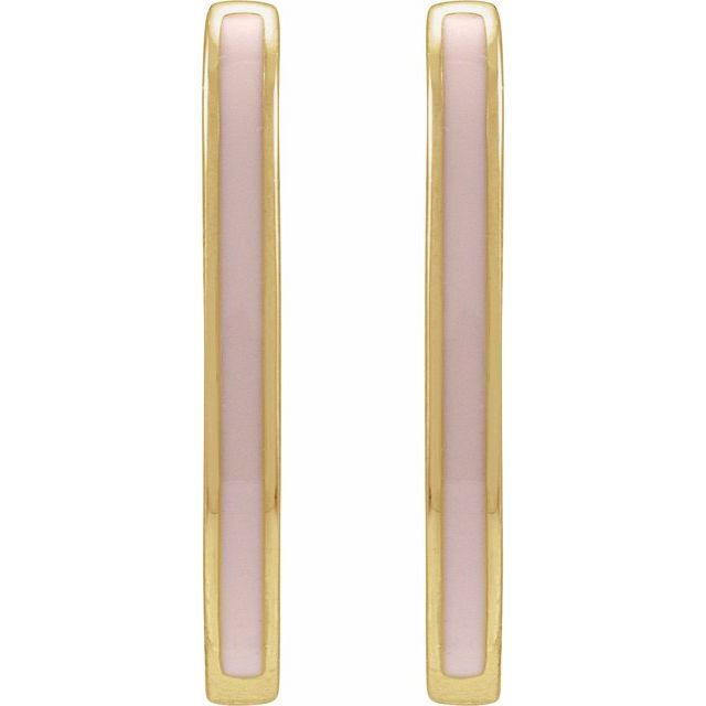 14K Pink Enamel Hoop Earrings