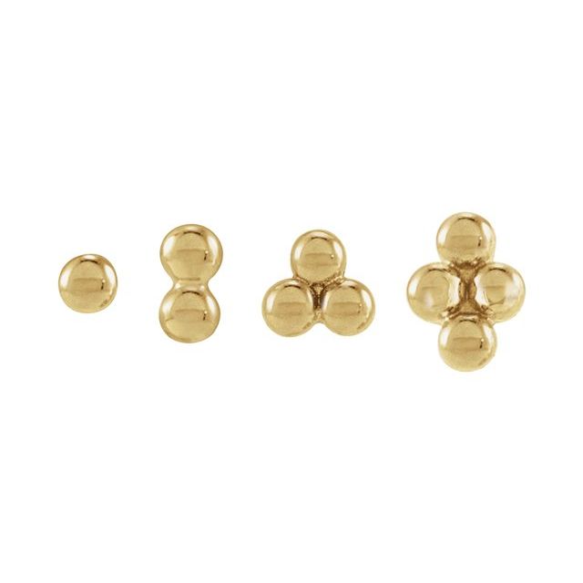 14K 1 Bead Stud Earrings
