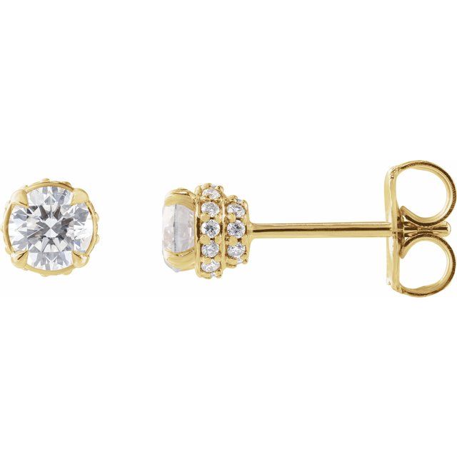 14K 3/4 CTW Natural Diamond Hidden Halo Earrings