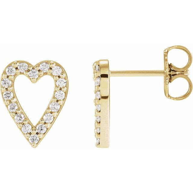 14K 1/4 CTW Natural Diamond Heart Earrings
