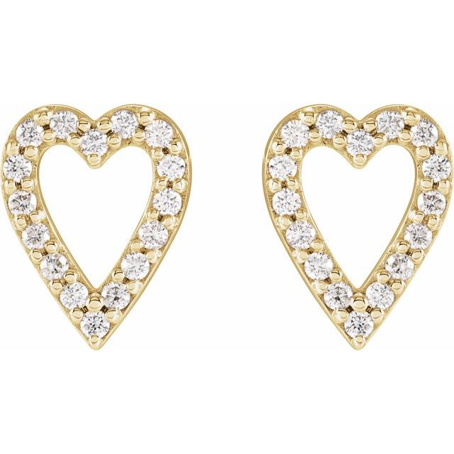 14K 1/4 CTW Natural Diamond Heart Earrings