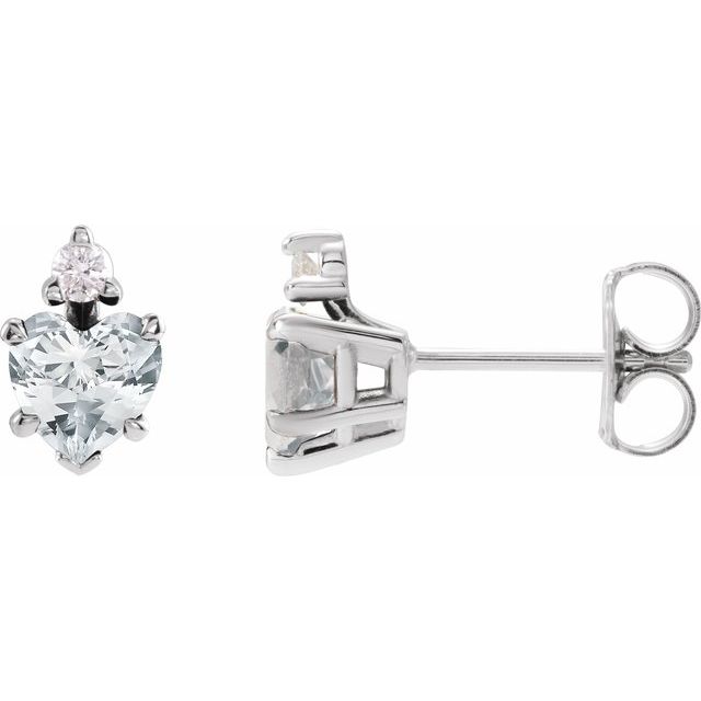 14K Natural Sapphire & .06 Natural Diamond Stud Earrings