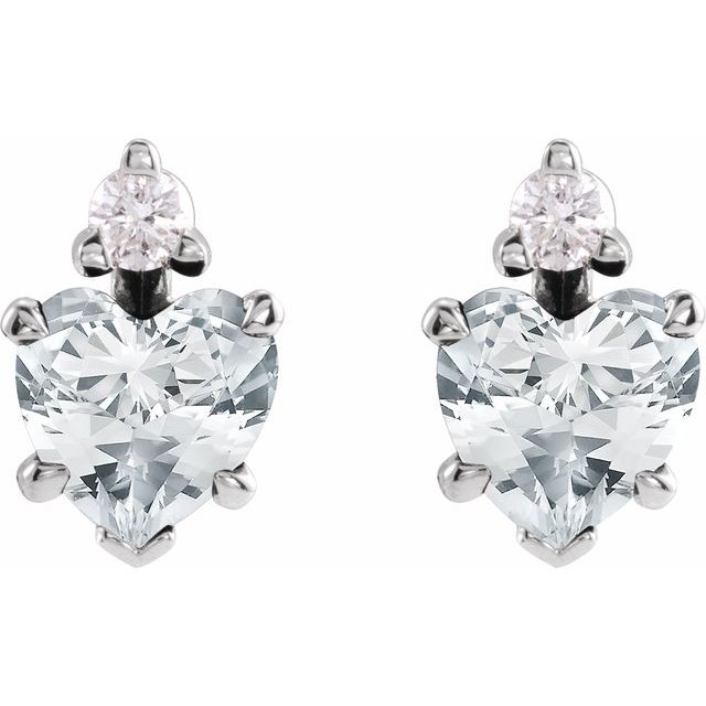 14K Natural Sapphire & .06 Natural Diamond Stud Earrings