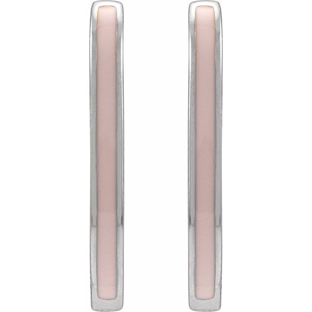 Sterling Silver Pink Enamel Hoop Earrings