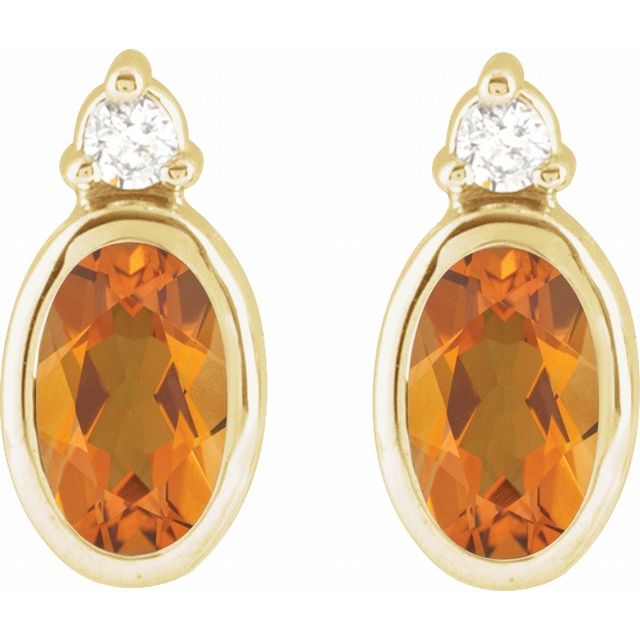 14K Natural Citrine & .03 CTW Natural Diamond Earrings