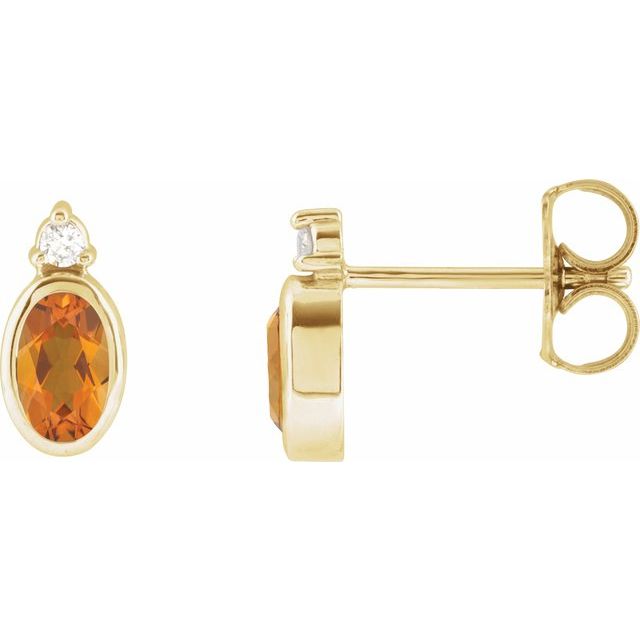 14K Natural Citrine & .03 CTW Natural Diamond Earrings