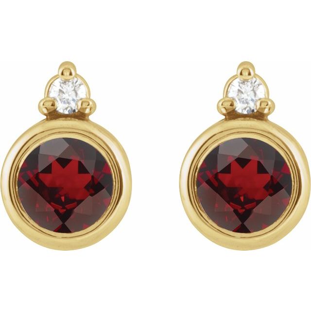 14K Natural Mozambique Garnet & .03 CTW Natural Diamond Earrings