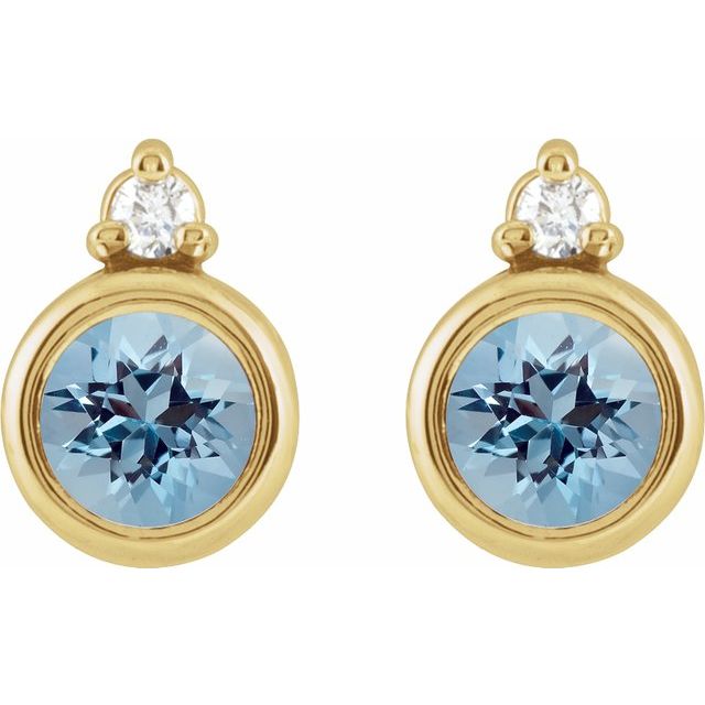 14K Natural Aquamarine & .03 CTW Natural Diamond Earrings