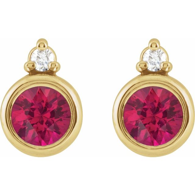 14K Lab-Grown Ruby & .03 CTW Natural Diamond Earrings