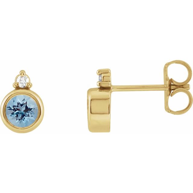 14K Natural Aquamarine & .03 CTW Natural Diamond Earrings