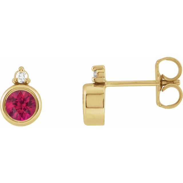 14K Lab-Grown Ruby & .03 CTW Natural Diamond Earrings