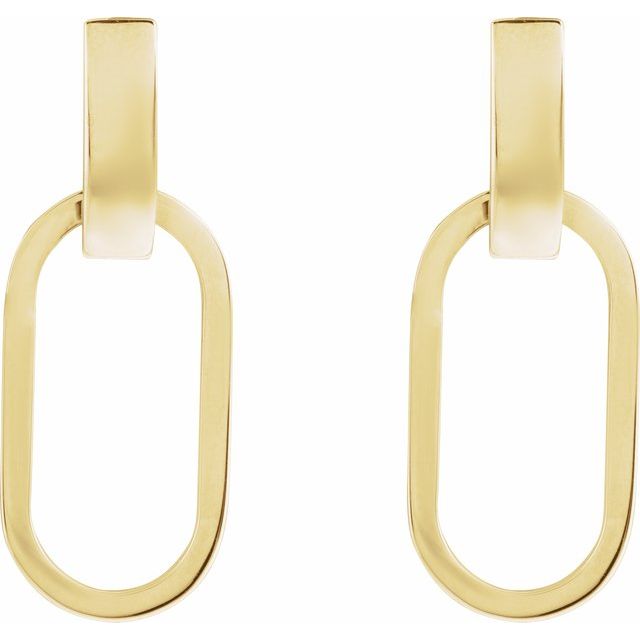 14K Elongated Oval Geometric Earrings