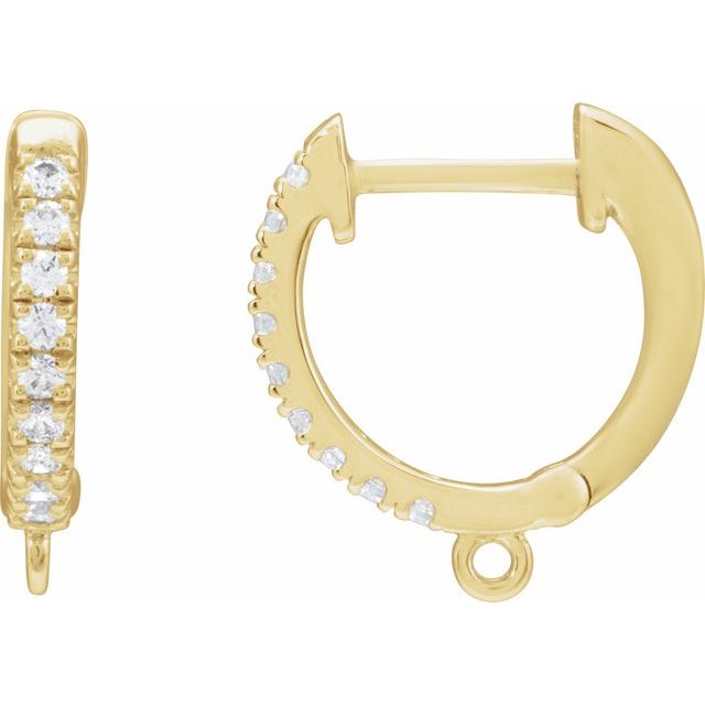 10K 1/10 CTW Natural Diamond Hinged Hoop Earring Top