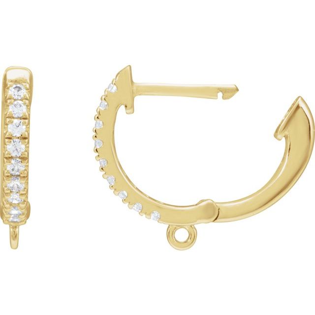 10K 1/10 CTW Natural Diamond Hinged Hoop Earring Top