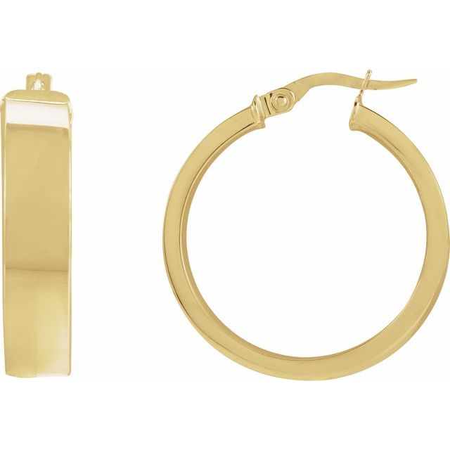 14K Flat Tube Hoop Earrings