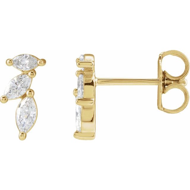 14K 1/6 CTW Natural Diamond Nature-Inspired Right Earring