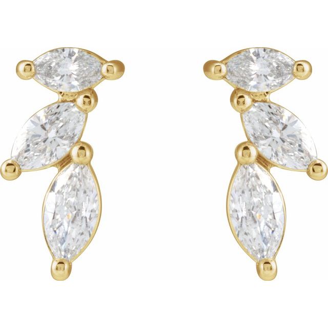 14K 1/6 CTW Natural Diamond Nature-Inspired Right Earring