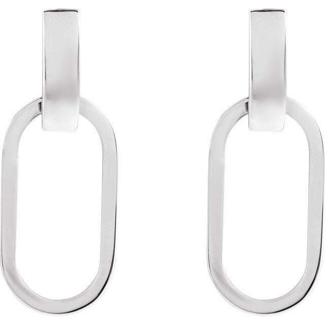 Sterling Silver Elongated Oval Geometric Earrings
