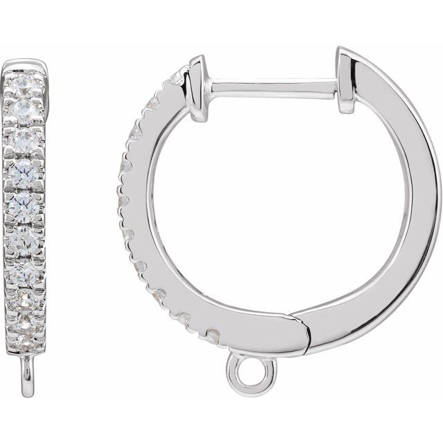 1/6 CTW Natural Diamond Hinged Hoop Earring Top