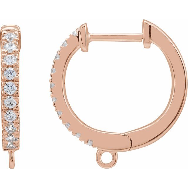 14K 1/6 CTW Natural Diamond Hinged Hoop Earring Top