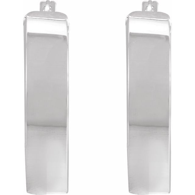 Sterling Silver Flat Tube Hoop Earrings