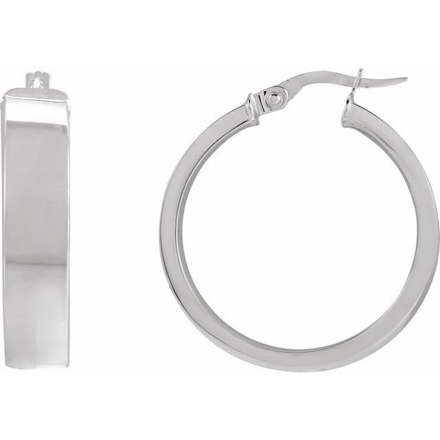 Sterling Silver Flat Tube Hoop Earrings