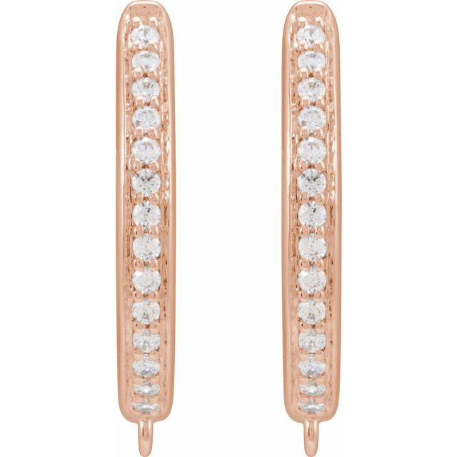 14K .07 CTW Natural Diamond Hinged Oval Hoop Earring Top