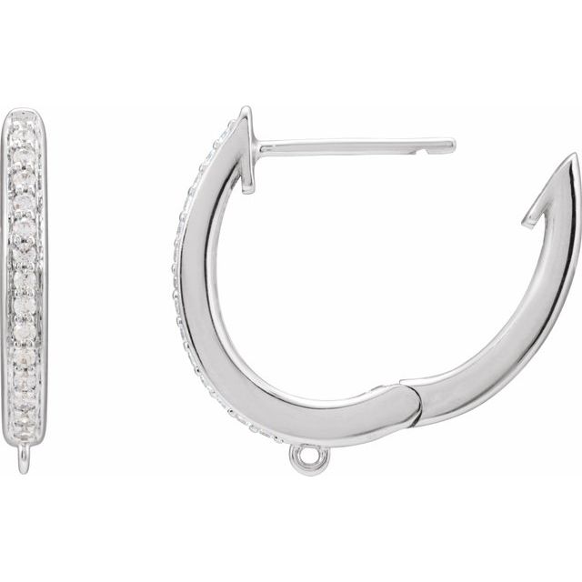 .07 CTW Natural Diamond Hinged Oval Hoop Earring Top