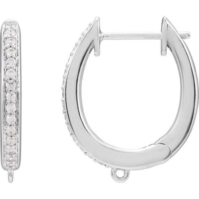 .07 CTW Lab-Grown Diamond Hinged Oval Hoop Earring Top