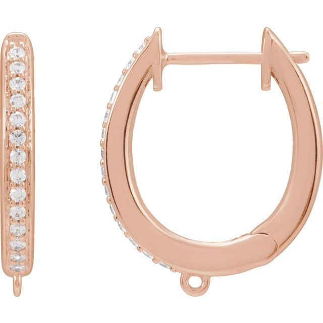 14K .07 CTW Natural Diamond Hinged Oval Hoop Earring Top