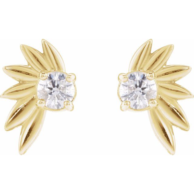 14K 1/5 CTW Natural Diamond Half-Flower Earrings