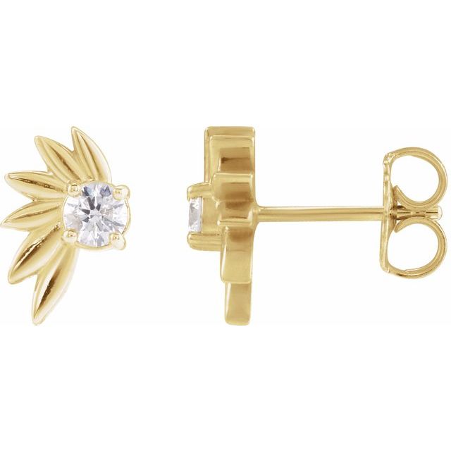 14K 1/5 CTW Natural Diamond Half-Flower Earrings