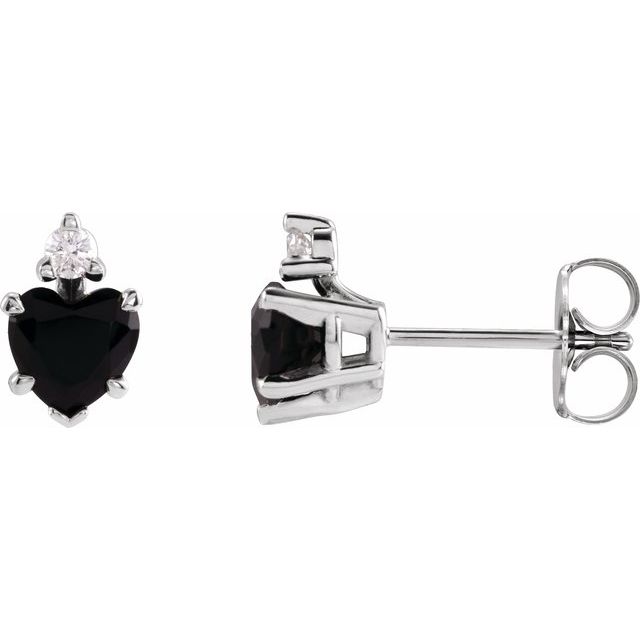 14K Natural Black Onyx & .06 Natural Diamond Stud Earrings