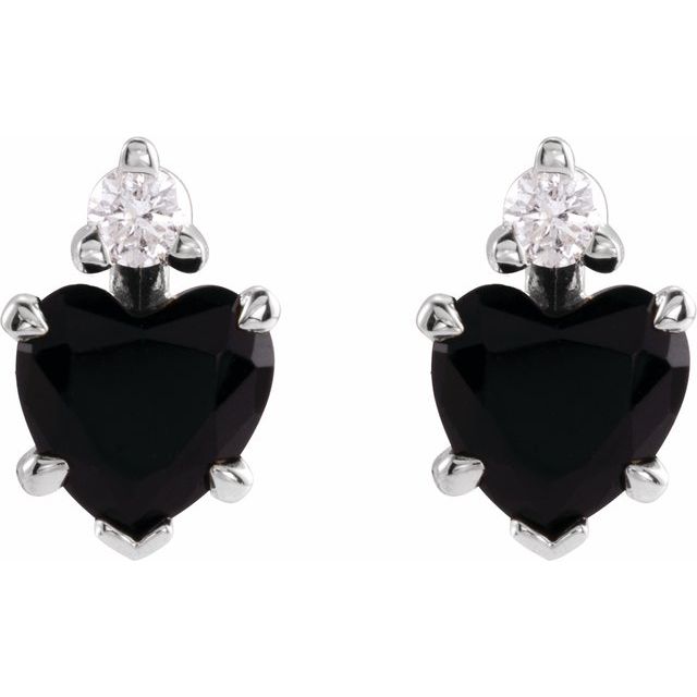 14K Natural Black Onyx & .06 Natural Diamond Stud Earrings