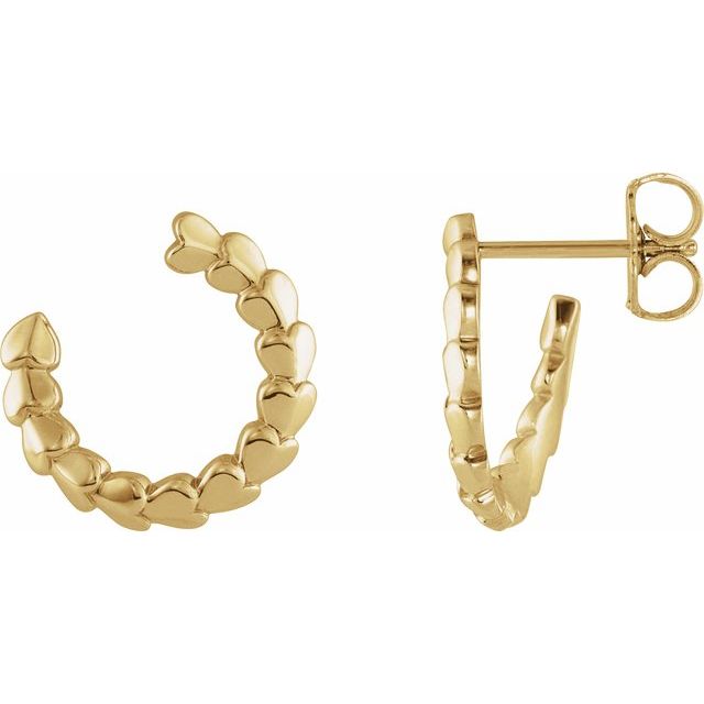 14K Front-Back Heart Left Hoop Earrings