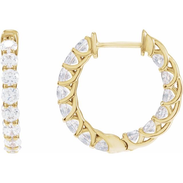 14K 2 1/5 CTW Lab-Grown Diamond Inside-Outside Hoop Earrings
