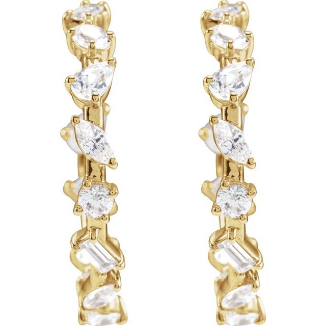 14K 2 CTW Lab-Grown Diamond Hoop Earrings