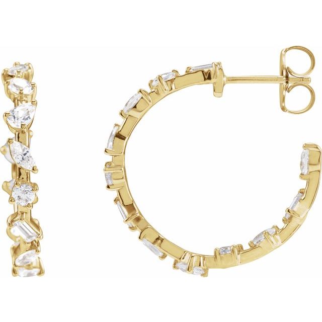 14K 2 CTW Lab-Grown Diamond Hoop Earrings