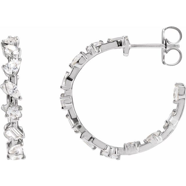 14K 2 CTW Lab-Grown Diamond Hoop Earrings