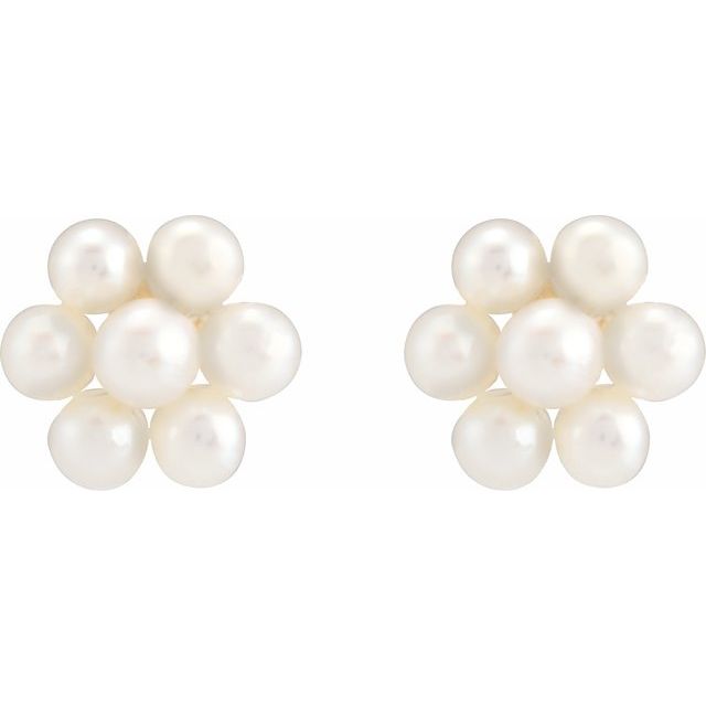 14K Cultured Freshwater Pearl Flower Earrings