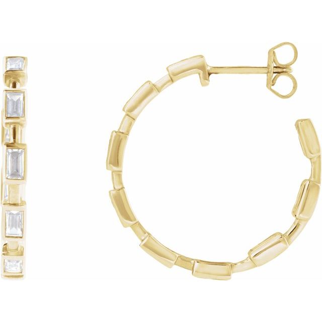 14K 1 1/4 CTW Lab-Grown Diamond Hoop Earrings