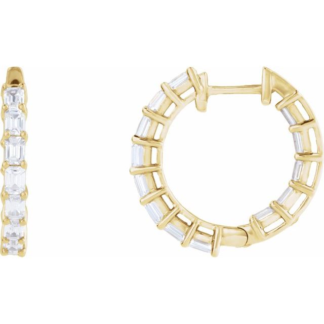 14K 3 CTW Lab-Grown Diamond Inside-Outside Hoop Earrings