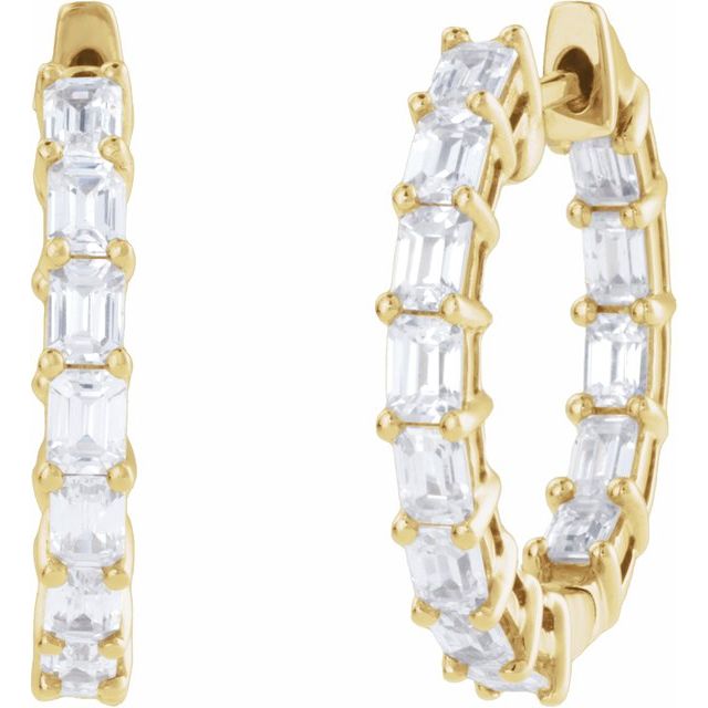 14K 3 CTW Lab-Grown Diamond Inside-Outside Hoop Earrings
